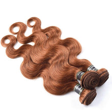 Load image into Gallery viewer, Luxury Body Wave Peruvian Auburn #30 Wavy Virgin Human Hair Extensions 7A Weave
