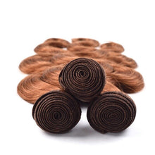 Load image into Gallery viewer, Luxury Body Wave Peruvian Auburn #30 Wavy Virgin Human Hair Extensions 7A Weave
