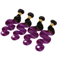 Load image into Gallery viewer, Luxury Body Wave Peruvian Purple Ombre Virgin Human Hair Weft Extensions
