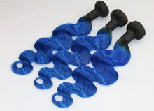 Load image into Gallery viewer, Luxury Dark Roots Blue Body Wave Peruvian Ombre Virgin Human Hair Extensions
