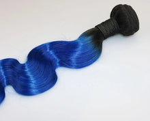 Load image into Gallery viewer, Luxury Dark Roots Blue Body Wave Peruvian Ombre Virgin Human Hair Extensions
