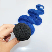 Load image into Gallery viewer, Luxury Dark Roots Blue Body Wave Peruvian Ombre Virgin Human Hair Extensions
