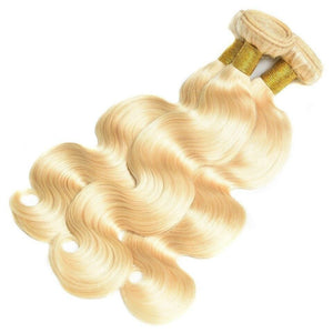 Luxury 100g Russian #613 Bleach Blonde Human Hair Extensions Body Wave Weft