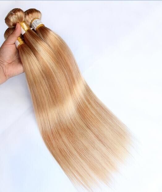 Luxury Straight Peruvian Blonde Piano #27/613 Highlight Human Hair Extensions