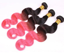 Load image into Gallery viewer, Luxury Brazilian Pink Ombre Body Wave Virgin Human Hair Extensions
