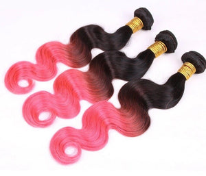 Luxury Brazilian Pink Ombre Body Wave Virgin Human Hair Extensions