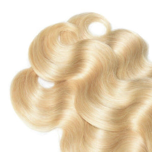 Luxury Russian #1b/613 Ombre Bleach Blonde Body Wave Human Hair Extensions 10A