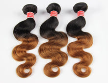 Load image into Gallery viewer, Luxury Body Wave Peruvian Auburn #30 Ombre Virgin Human Hair Extensions
