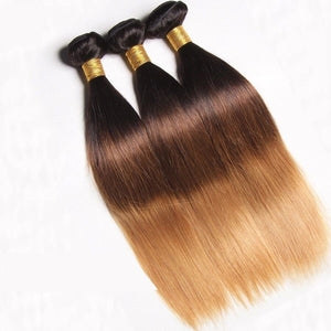 Luxury Straight Peruvian Blonde #1B/4/27 Ombre Virgin Human Hair Extensions