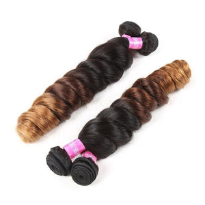 Luxury Loose Wave Brazilian Ombre #1B/4/30 Virgin Human Hair Extensions Weave 7A