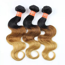 Load image into Gallery viewer, Luxury Peruvian Blonde #1B/4/27 Ombre Body Wave Virgin Human Hair Extensions
