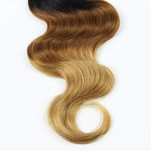 Luxury Peruvian Blonde #1B/4/27 Ombre Body Wave Virgin Human Hair Extensions