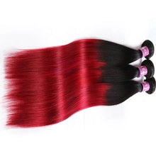 Load image into Gallery viewer, Luxury Brazilian Silky Straight Hot Red Ombre Virgin Human Hair Extensions
