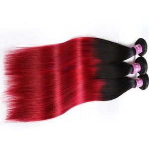 Luxury Brazilian Silky Straight Hot Red Ombre Virgin Human Hair Extensions