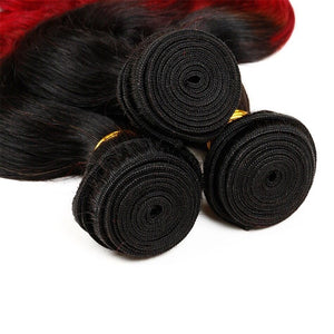 Luxury Brazilian Silky Straight Hot Red Ombre Virgin Human Hair Extensions