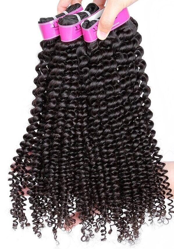 Luxury Kinky Curly Brazilian Virgin Human Hair Extensions 7A Weave Weft