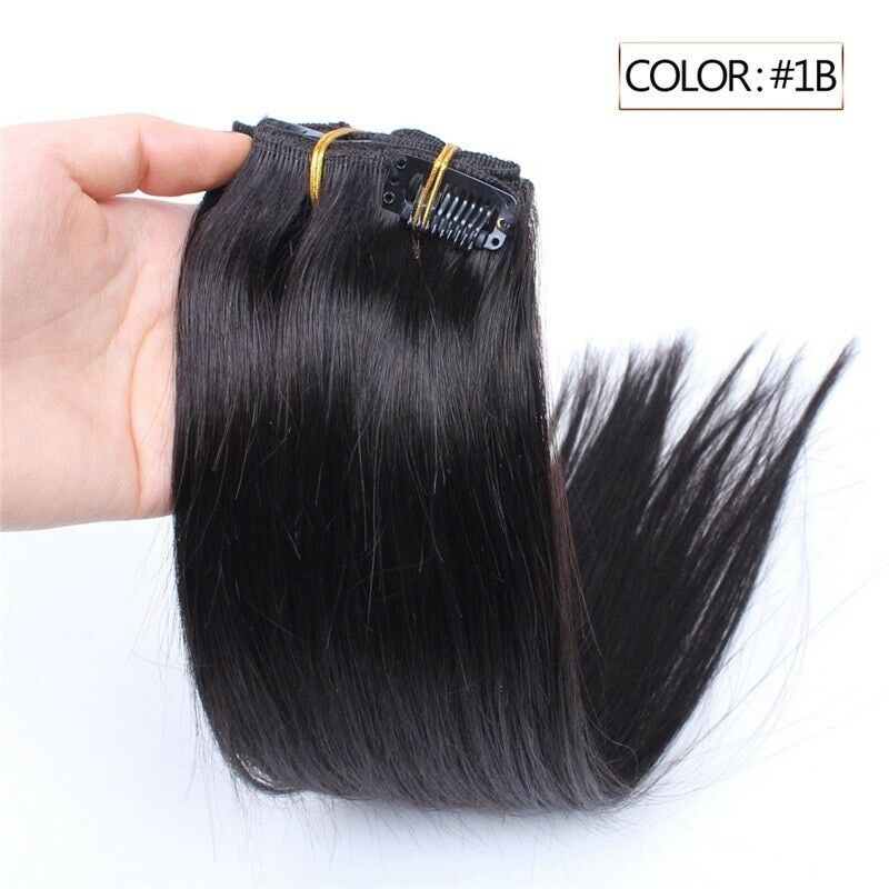 Luxury Clip In Human Hair Extensions #1B Natural Black Remy Straight 7pcs 100g