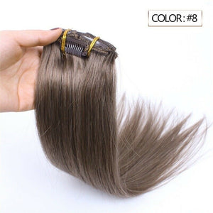 Luxury Clip In Human Hair Extensions #8 Light Brown Remy Straight 7pcs 100g