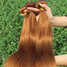 Load image into Gallery viewer, Luxury Silky Straight Peruvian Auburn #30 Virgin Human Hair Extensions 7A Weave

