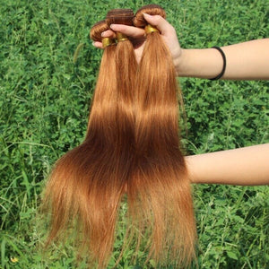 Luxury Silky Straight Peruvian Auburn #30 Virgin Human Hair Extensions 7A Weave