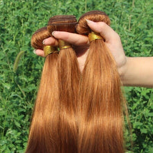 Load image into Gallery viewer, Luxury Silky Straight Peruvian Auburn #30 Virgin Human Hair Extensions 7A Weave
