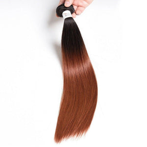 Luxury Peruvian #1b/33 Dark Auburn Ombre Straight Human Hair Extensions 10A