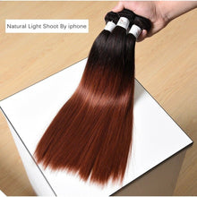 Load image into Gallery viewer, Luxury Peruvian #1b/33 Dark Auburn Ombre Straight Human Hair Extensions 10A
