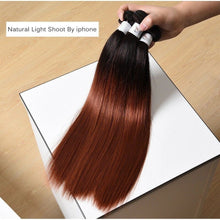 Load image into Gallery viewer, Luxury Peruvian #1b/33 Dark Auburn Ombre Straight Human Hair Extensions 10A
