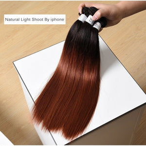 Luxury Peruvian #1b/33 Dark Auburn Ombre Straight Human Hair Extensions 10A