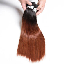 Load image into Gallery viewer, Luxury Peruvian #1b/33 Dark Auburn Ombre Straight Human Hair Extensions 10A
