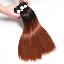 Load image into Gallery viewer, Luxury Peruvian #1b/33 Dark Auburn Ombre Straight Human Hair Extensions 10A
