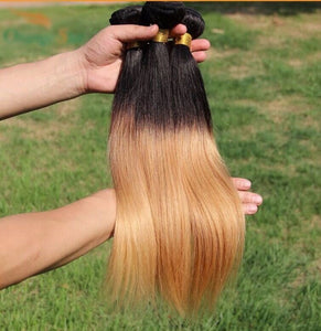 Luxury Brazilian Honey Blonde #27 Ombre Silky Straight Virgin Hair Extensions