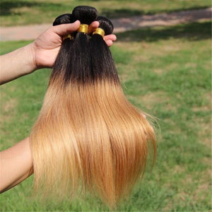 Luxury Brazilian Honey Blonde #27 Ombre Silky Straight Virgin Hair Extensions