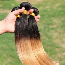 Load image into Gallery viewer, Luxury Brazilian Honey Blonde #27 Ombre Silky Straight Virgin Hair Extensions
