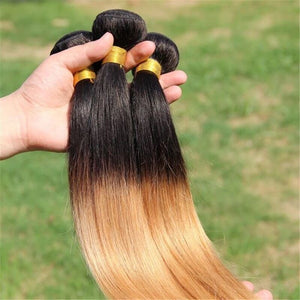 Luxury Brazilian Honey Blonde #27 Ombre Silky Straight Virgin Hair Extensions