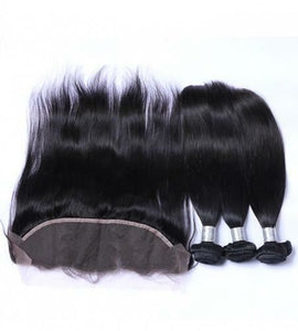 Luxury Peruvian Silky Straight Human Virgin Hair Extensions + 13x4 13x4 Lace Frontal