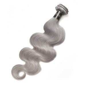 Luxury Body Wave Brazilian Pure Grey Virgin Human Hair Extensions Weave Weft 7A