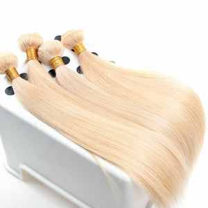 Luxury Silky Straight Bleach Blonde #613 Brazilian Virgin Human Hair Extensions