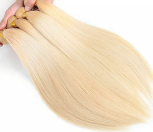 Luxury Silky Straight Bleach Blonde #613 Peruvian Virgin Human Hair Extensions