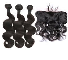 Load image into Gallery viewer, Luxury Peruvian Body Wave Human Virgin Hair Extensions + 13x4 13x4 Lace Frontal
