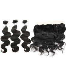 Load image into Gallery viewer, Luxury Peruvian Body Wave Human Virgin Hair Extensions + 13x4 13x4 Lace Frontal
