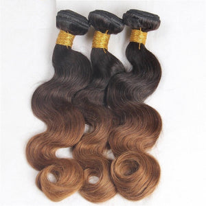 Luxury Brazilian Two Tone Ombre Auburn #30 Body Wave Hair Extensions + Frontal