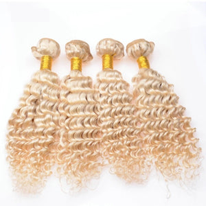 Luxury Deep Wave Brazilian Bleach Blonde #613 Virgin Human Hair Extensions