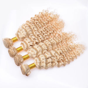 Luxury Deep Wave Brazilian Bleach Blonde #613 Virgin Human Hair Extensions
