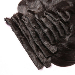 Luxury Brazilian Clip In Virgin Human Hair Extensions Body Wave 7pcs 120g