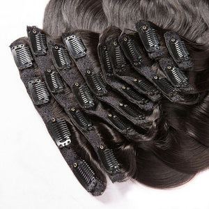 Luxury Brazilian Clip In Virgin Human Hair Extensions Body Wave 7pcs 120g