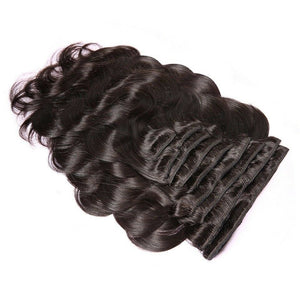 Luxury Brazilian Clip In Virgin Human Hair Extensions Body Wave 7pcs 120g