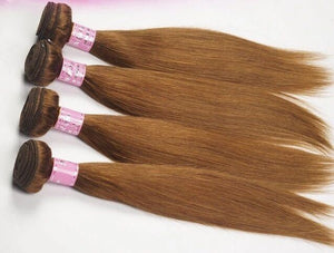 Luxury Silky Straight Peruvian Light Brown #8 Virgin Human 7A Hair Extensions