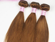 Load image into Gallery viewer, Luxury Silky Straight Peruvian Light Brown #8 Virgin Human 7A Hair Extensions
