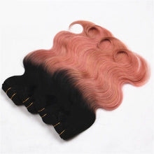Load image into Gallery viewer, Luxury Brazilian Pink Rose Gold Ombre Body Wave Virgin Human Hair Extensions

